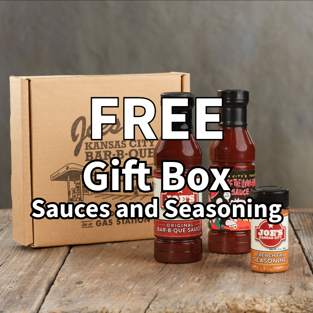 FREE Gift box promo: one bottle of Joe's OG Sauce, one bottle of night of the living spicy sauce, one bottle of French Fry seasoning.